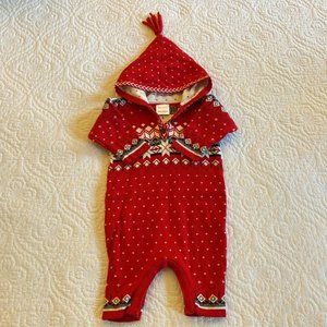 Hanna Andersson Fair Isle Hooded Onesie | 0-3m